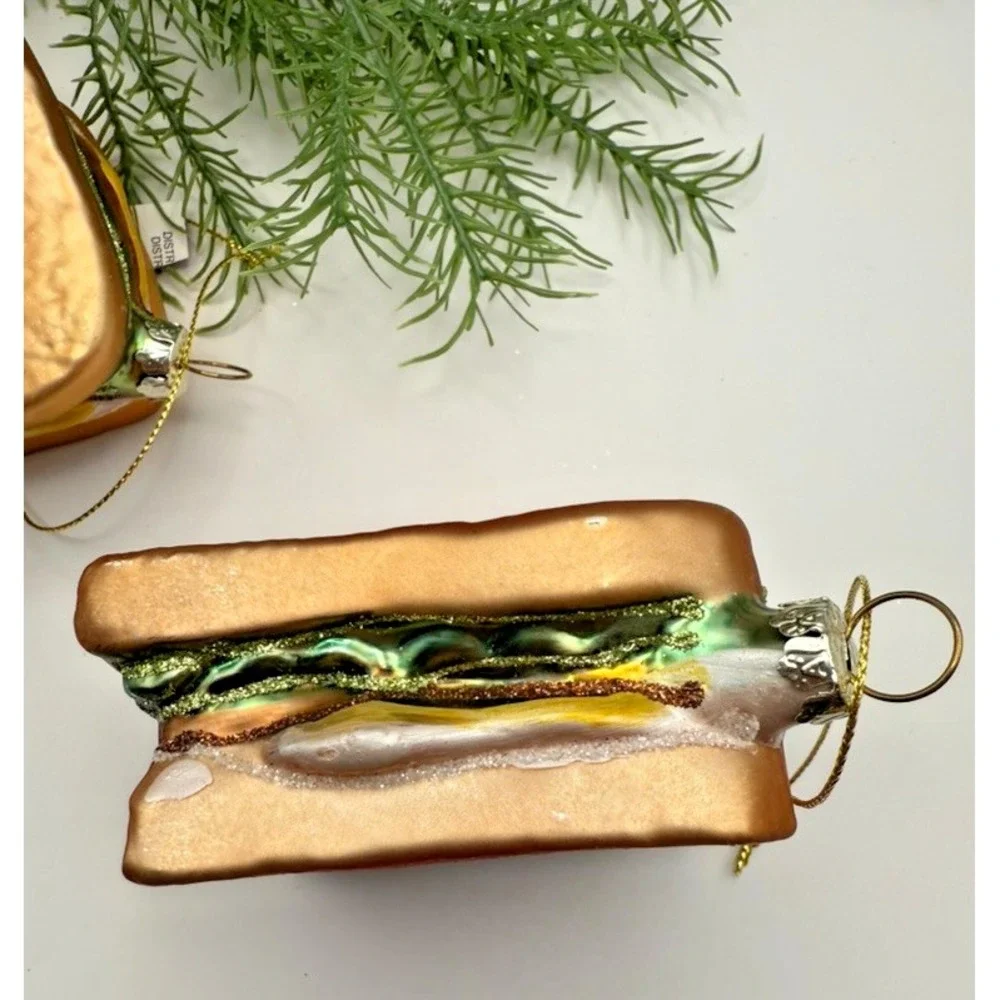 Glass Cheeseburger Ornaments Set of 3 Handcrafted Patty Melt Food Christmas Deco - Picture 7 of 9